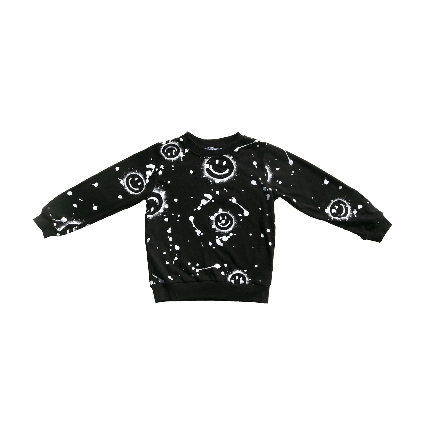 Black Smiley Face Girl's Fall Set – Trendy Two-Piece Outfit for Kids