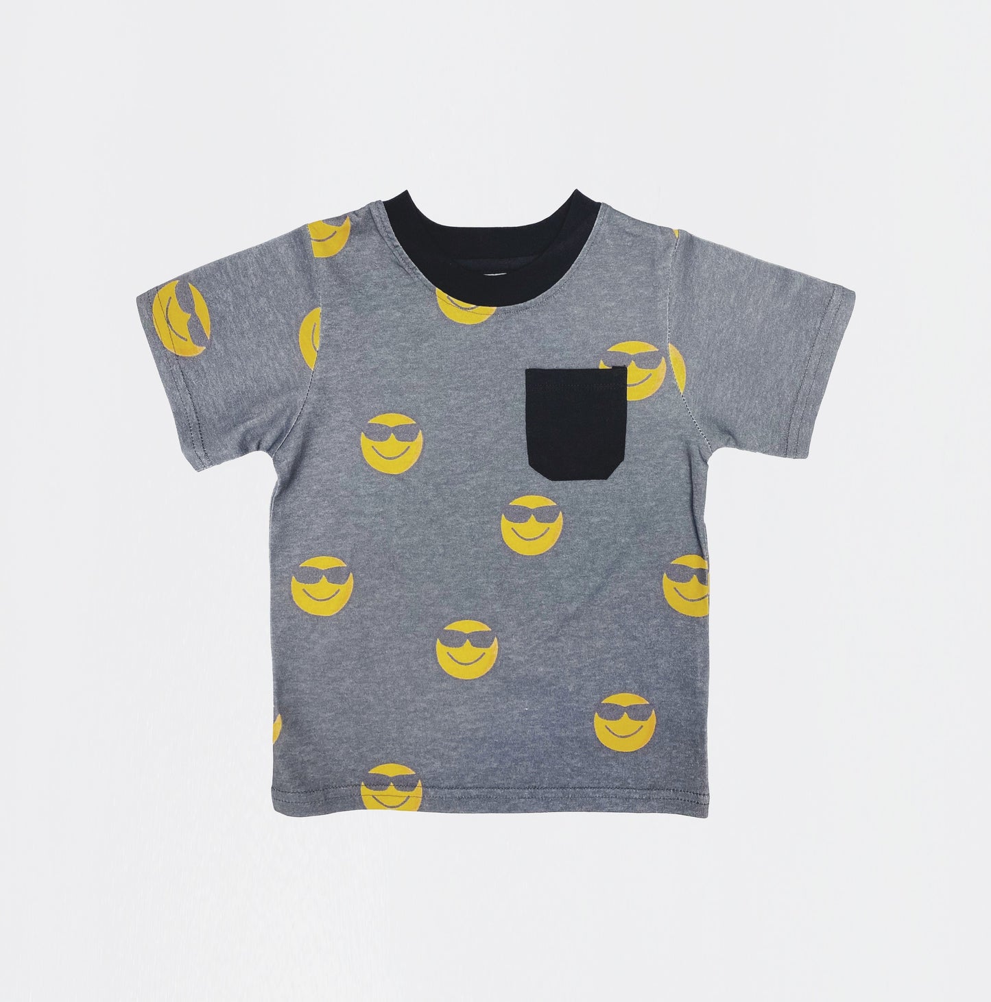 Gray Smiley Face Tee for Kids  Comfortable Cotton  Age 12M–6