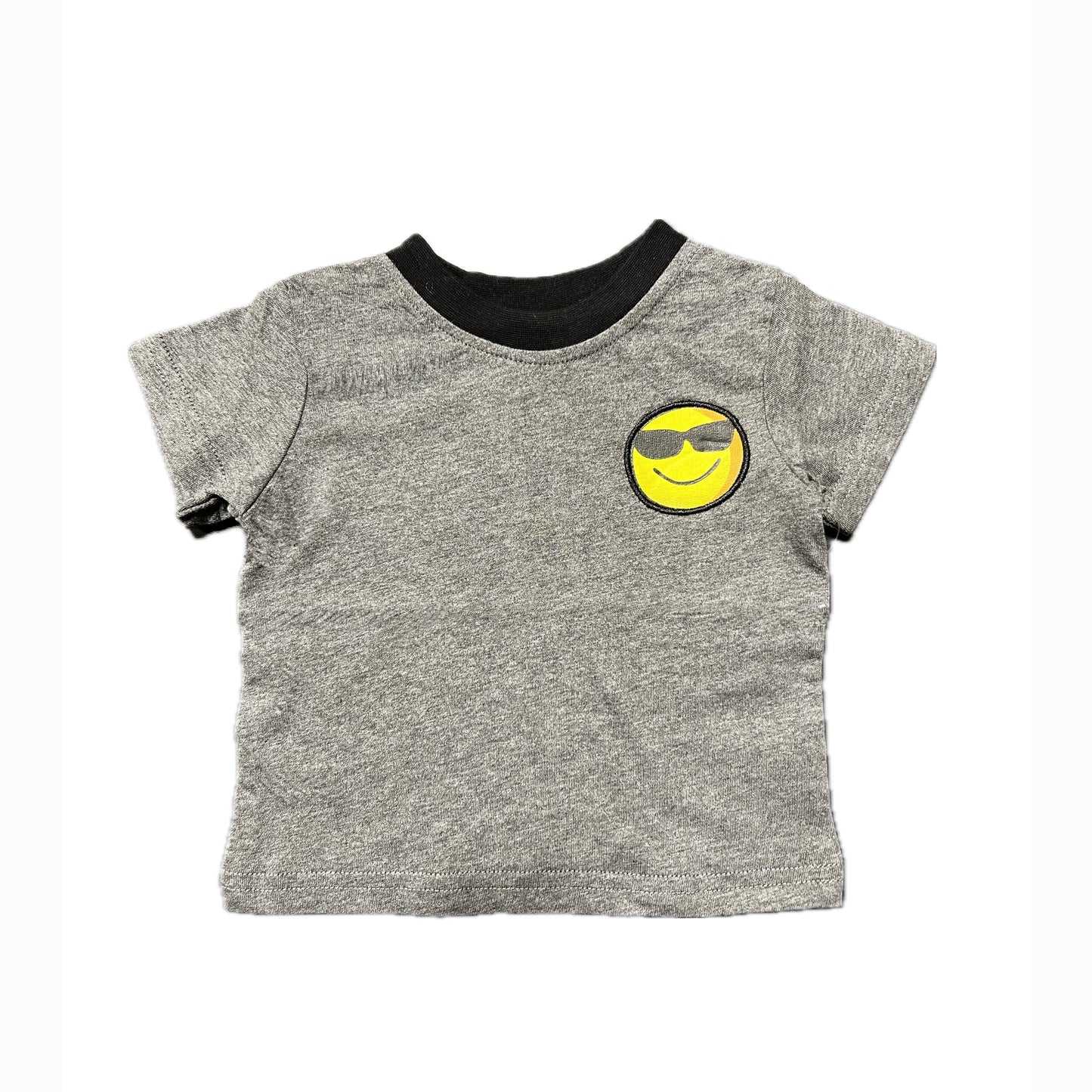 Kids Gray Emoji Graphic Tee  Soft Cotton T-Shirt 3/6M to 24M