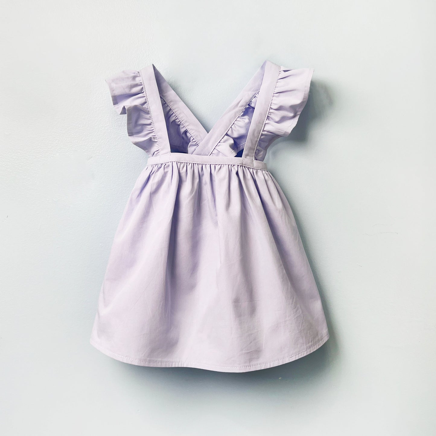 Lavender Ruffle Baby Dress with Cross Straps  Soft & Stylish  Ages 0–4T
