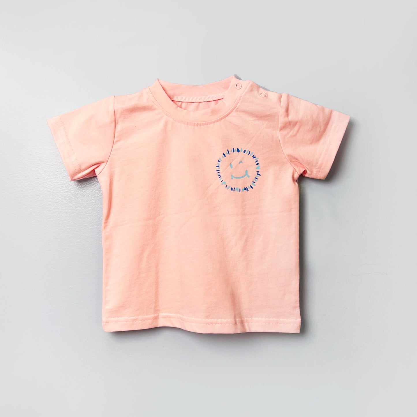 Light Pink Sunflower Smiley Face Baby Tee  Soft Cotton for 0/3M-12M